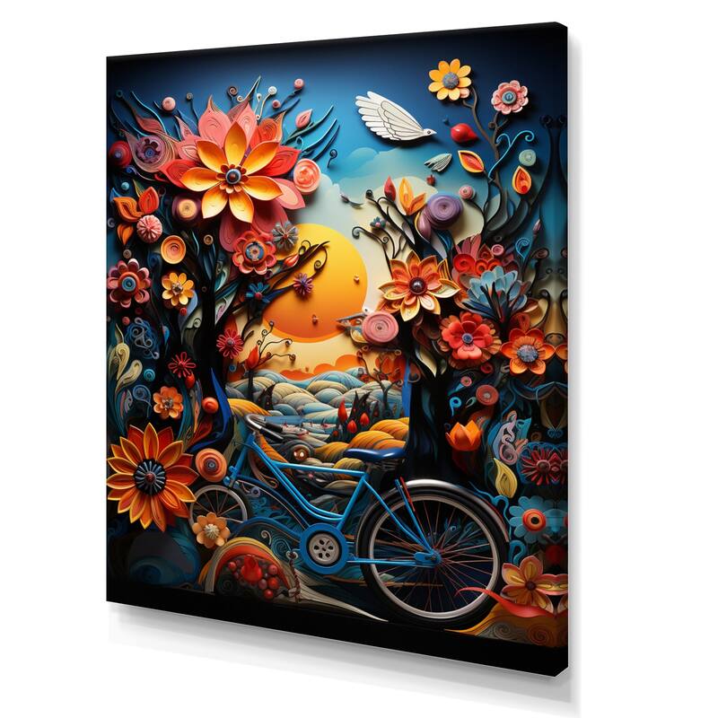 Designart "Bicycle Colorful Ride" Bicycle Canvas Art Print Bed Bath